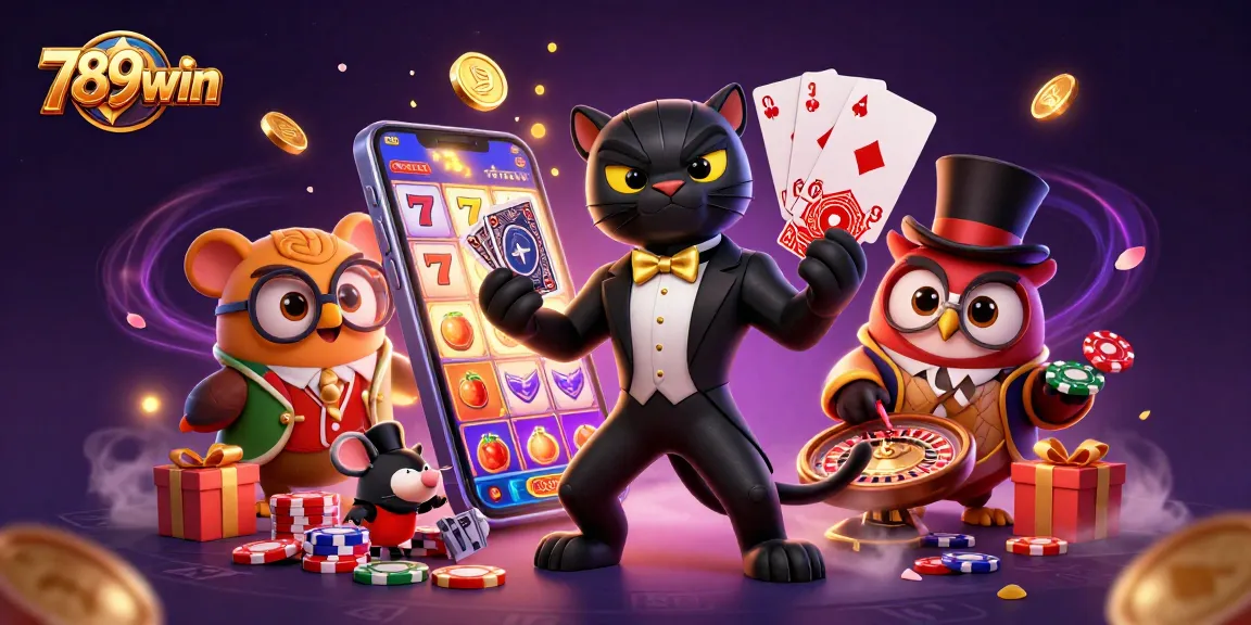 Play exciting slots at 789win with a stylish black panther dealer and lucky friends