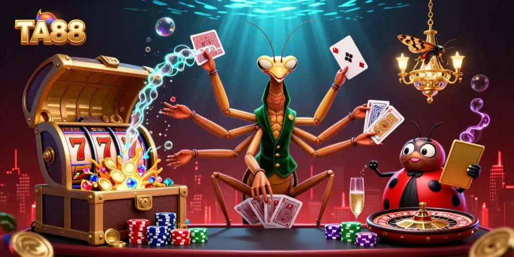 Experience thrilling gaming with TA88's vibrant casino scene showcasing lively characters and rich visuals.