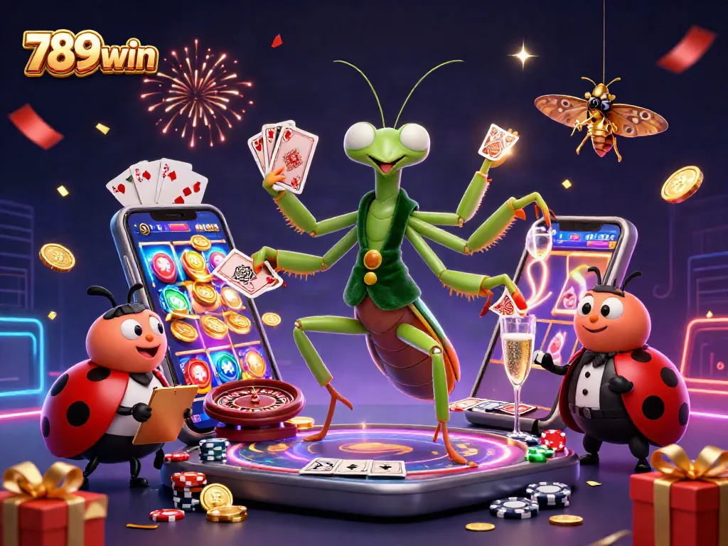 Engage in thrilling games with 789win's lively casino scene featuring vibrant characters and exciting elements.