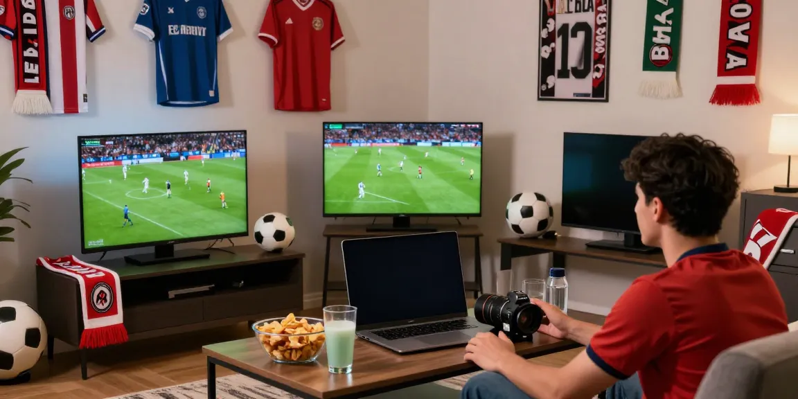 Engaged football fan enjoying live matches on GangvangTV with vibrant atmosphere.