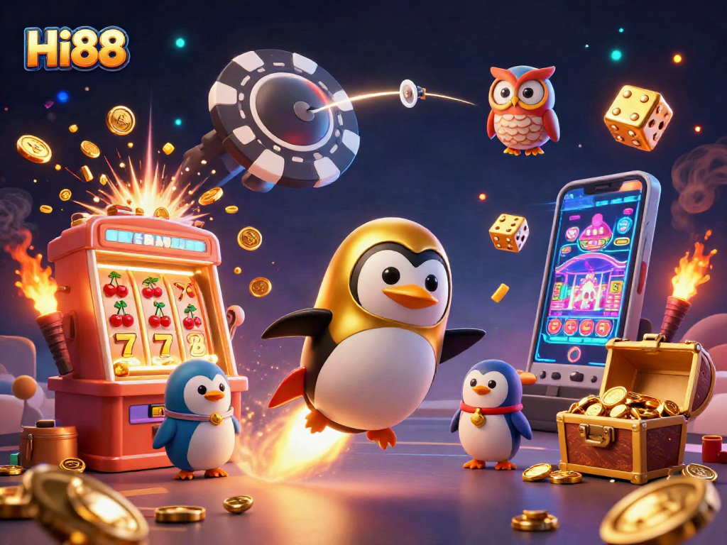 Play thrilling slots at Hi88 with vibrant golden visuals and exciting action!