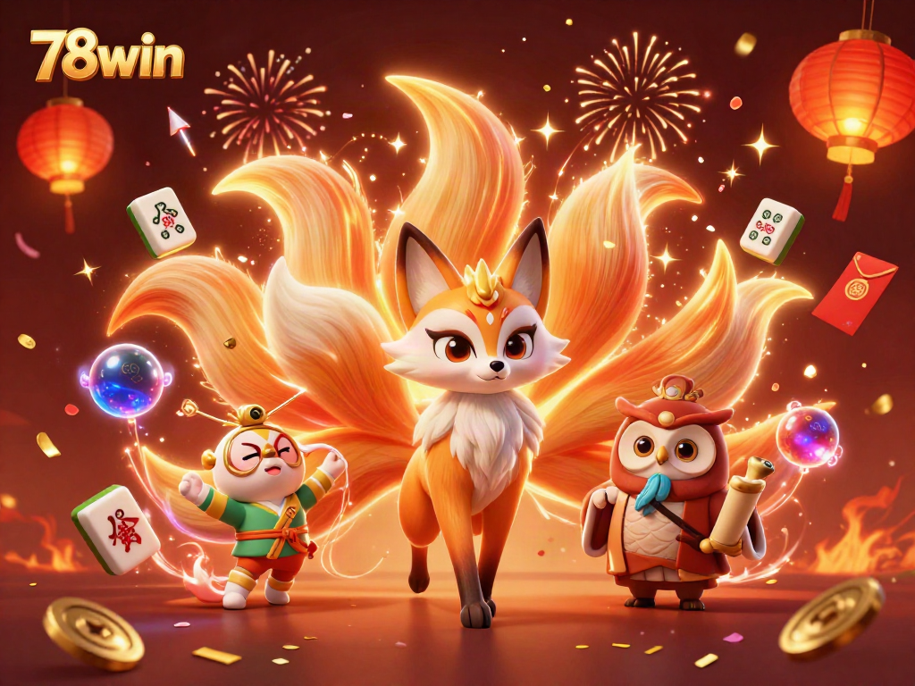 Experience the vibrant delights of 78win through this lively casino illustration featuring colorful gaming elements.