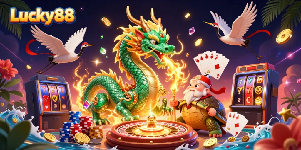 Experience thrilling gameplay at Lucky88 with vibrant characters and dynamic casino elements.