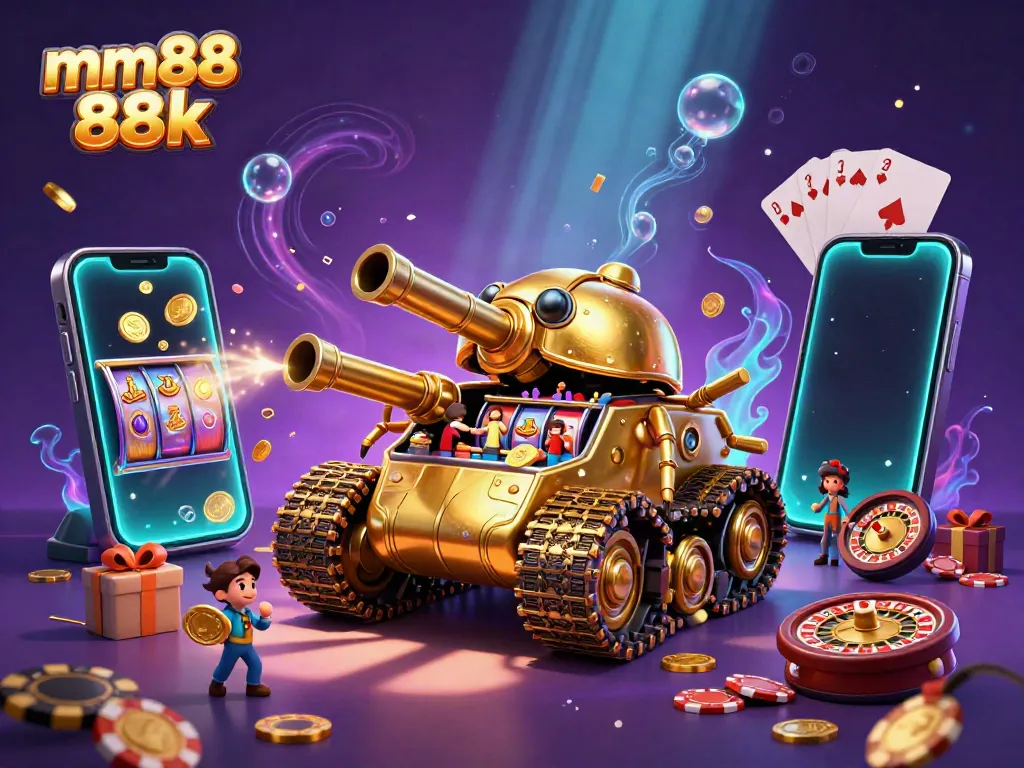 Spin to win with the mm88 88k casino illustration featuring immersive gaming elements and vibrant visuals.