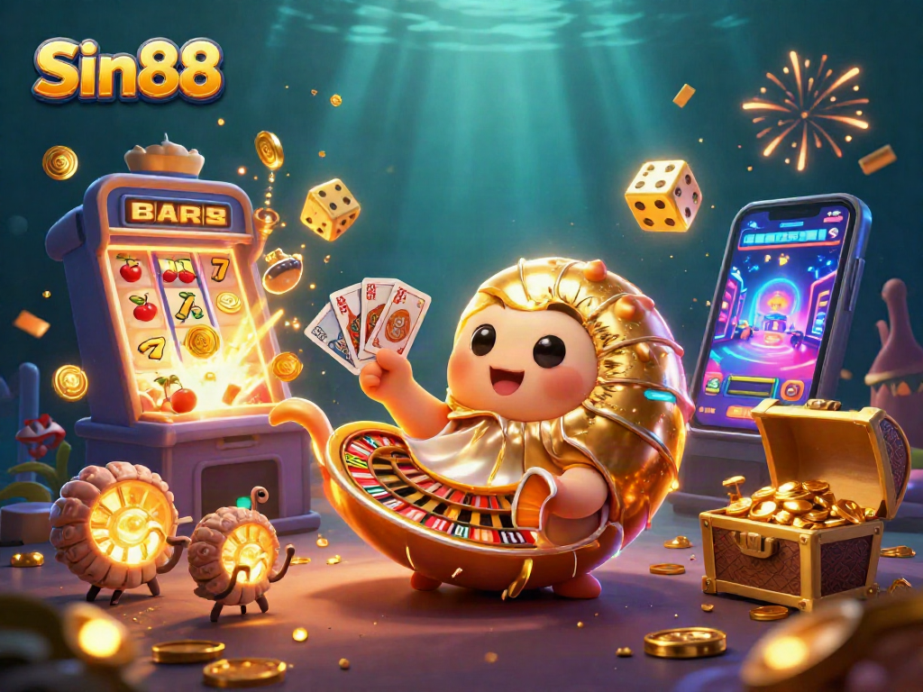 Experience thrilling gameplay with Sin88's vibrant casino scene featuring a giant nautilus and jackpot celebrations.
