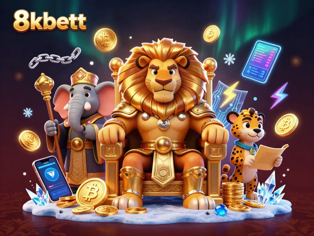 Experience thrilling betting action with 8kbett featuring a king, advisor, and messenger in a vibrant casino setting.