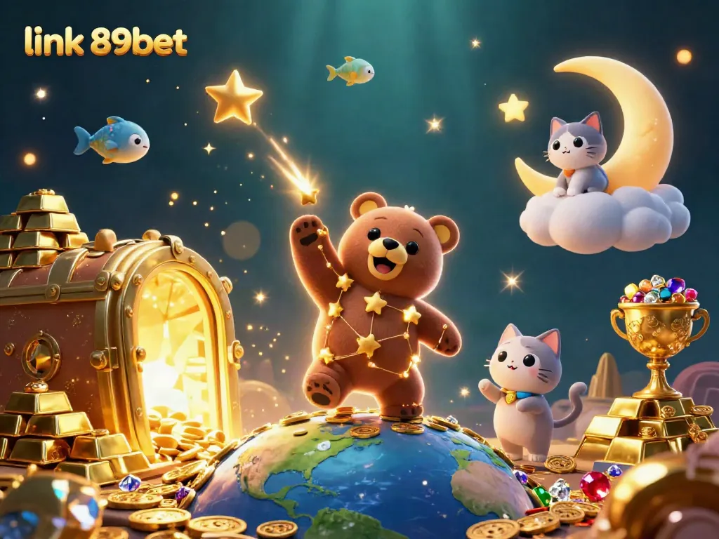 Visualize winning at a casino with link 89bet; experience fantasy elements like gold and stars.