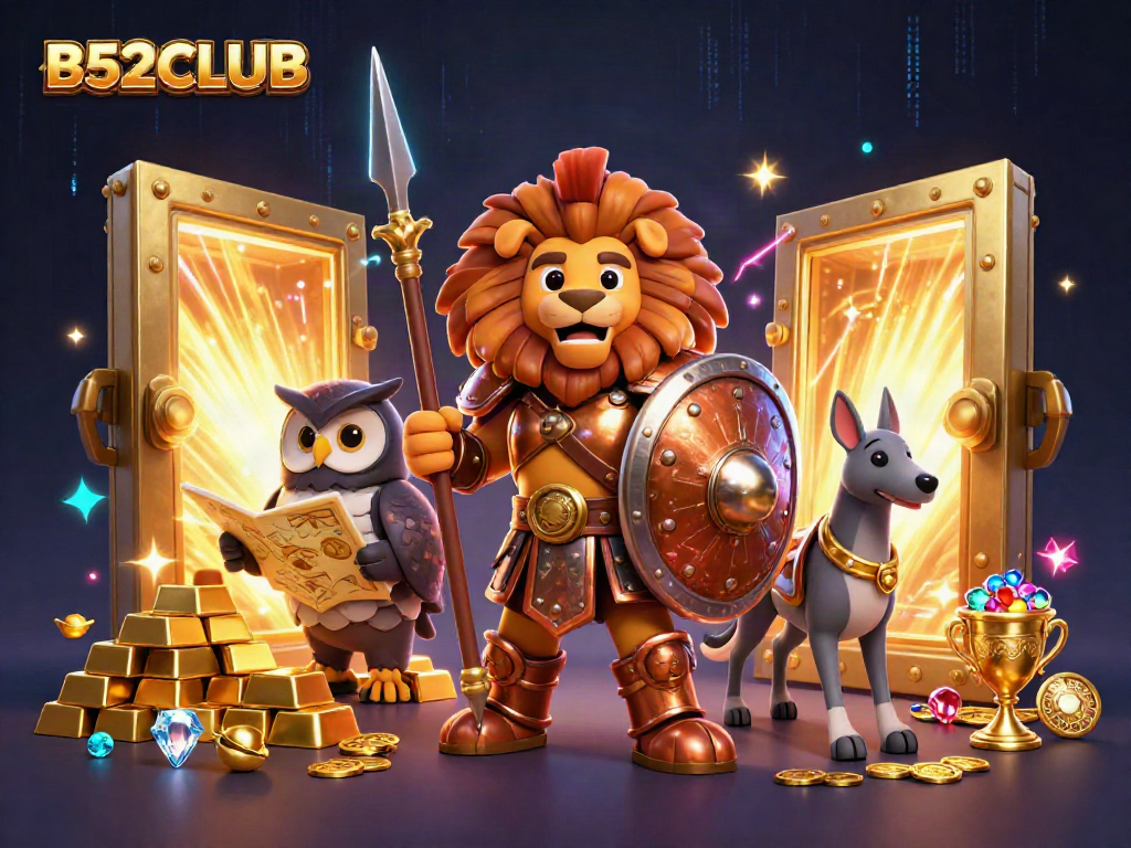 Experience the excitement at B52CLUB with a heroic Spartan lion and treasure galore.