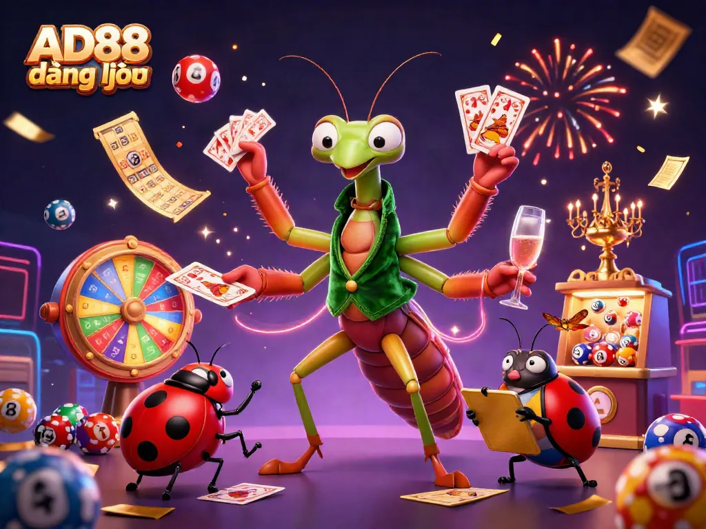 Experience exciting gameplay at AD88 đăng nhập with a vibrant casino illustration featuring engaging characters and dynamic elements.