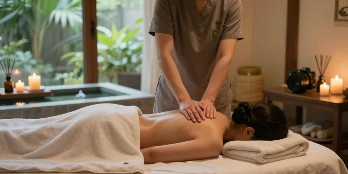 Experience 화성출장마사지 in a tranquil spa, soothing ambiance with candles and greenery.