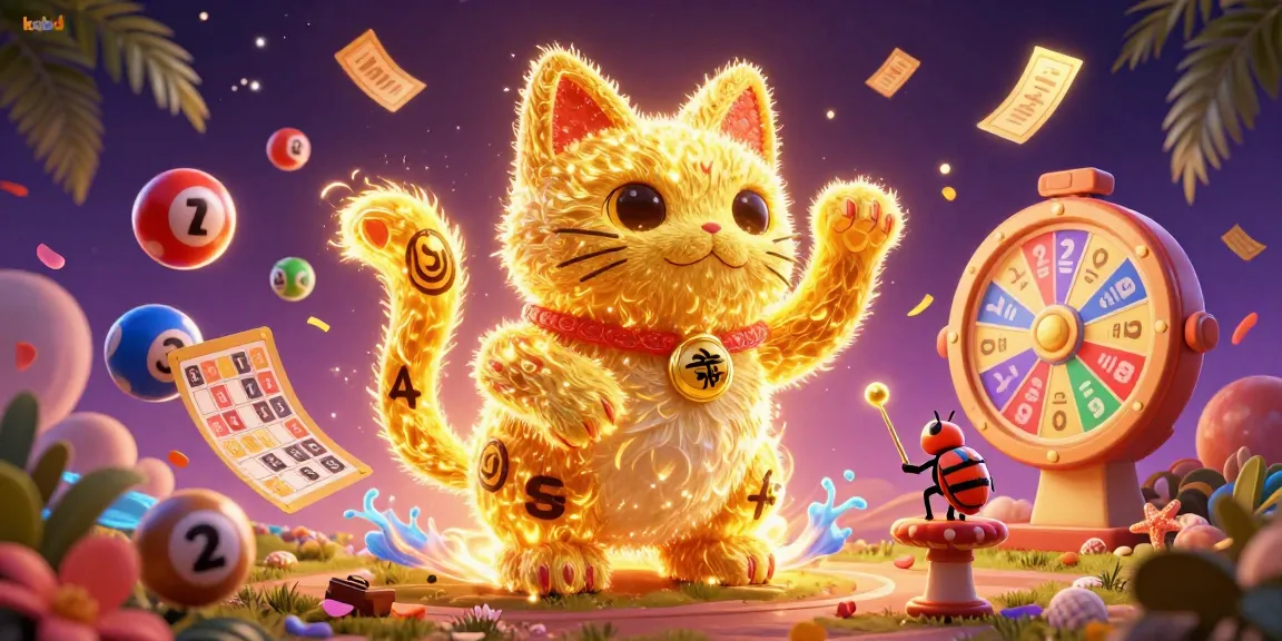 Experience kqbd with a dynamic illustration featuring a lucky cat and casino-themed elements bursting with energy.