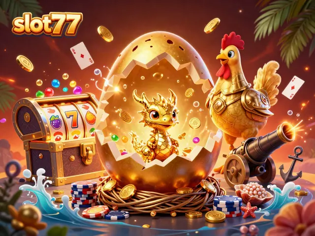 Engage in thrilling gameplay with slot777, surrounded by dynamic casino-themed elements.