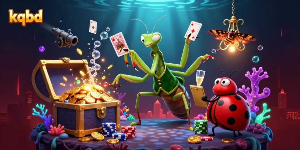 Engage with kqbd results while enjoying a vibrant underwater casino scene filled with characters.