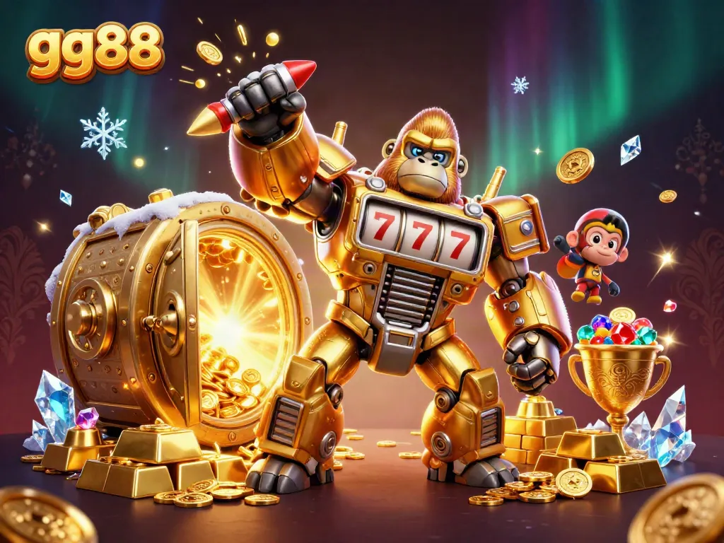 Experience thrilling wins with gg88's dynamic golden gorilla mech and slot machine treasures.