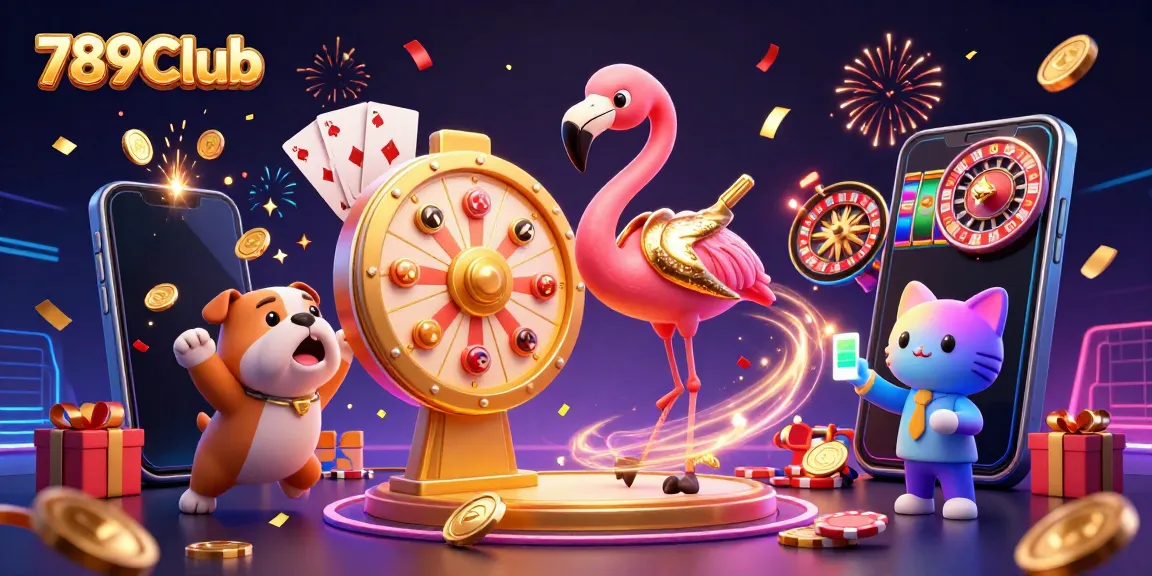Engage with exciting gameplay at 789Club, featuring a vibrant game show scene of dynamic characters and casino elements.