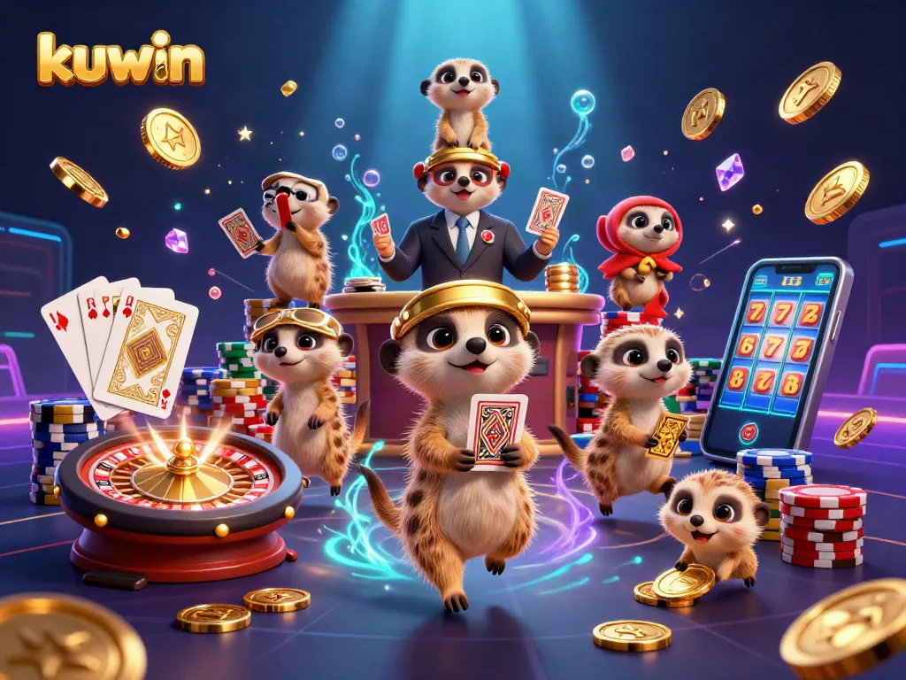 Experience the thrilling world of kuwin through a dynamic meerkat casino operation illustration.
