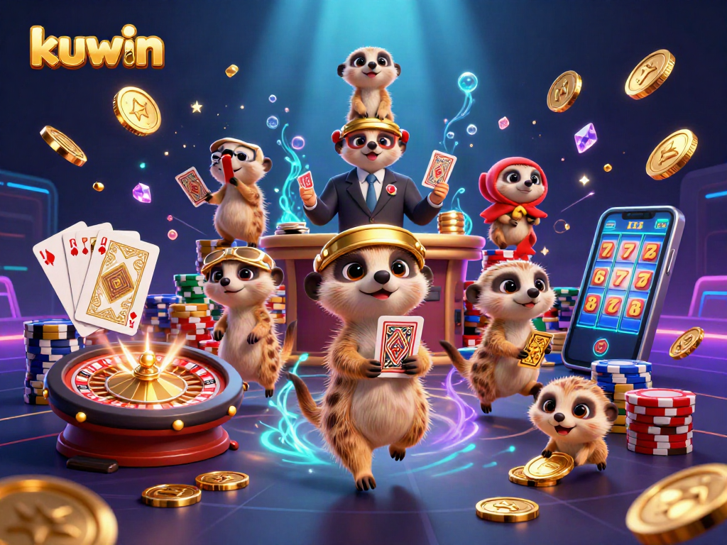 Experience the thrilling world of kuwin through a dynamic meerkat casino operation illustration.
