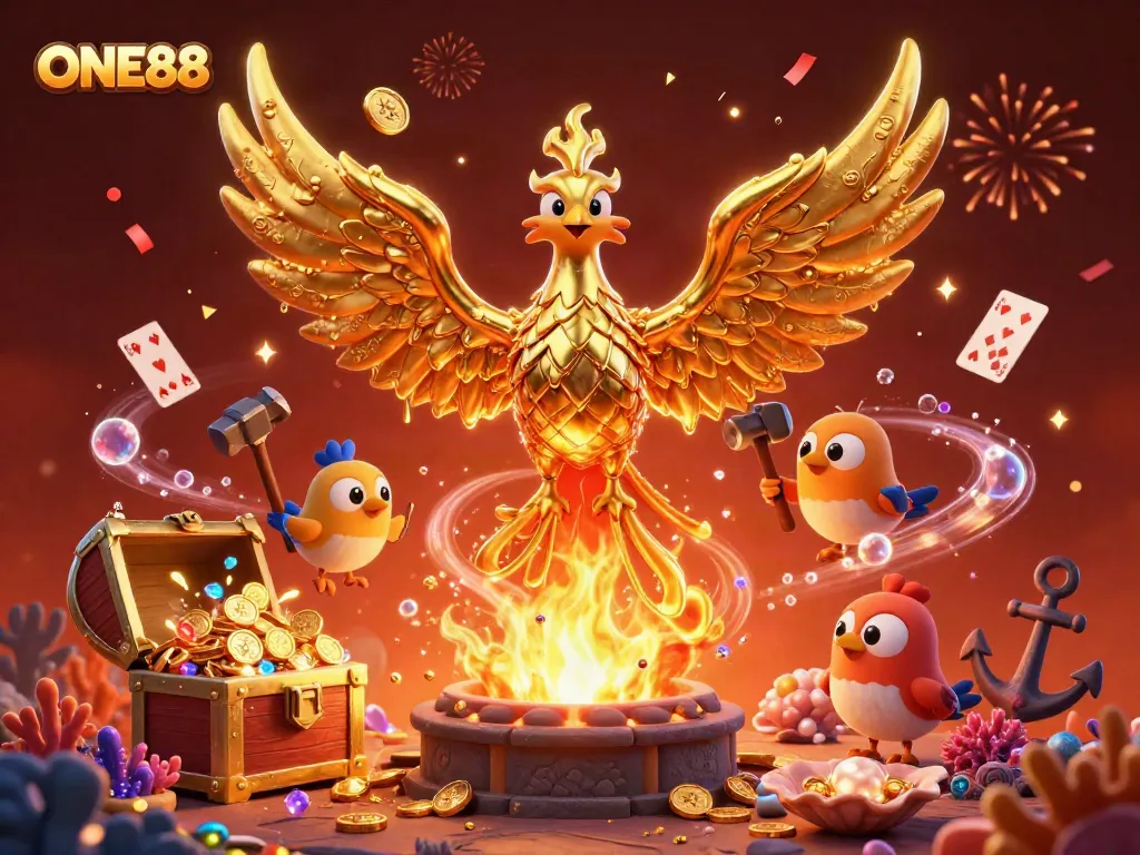 ONE88 casino offers thrilling experiences with molten gold phoenix and floating treasures.