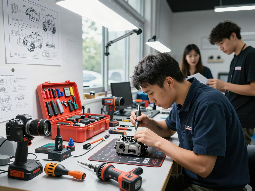 Strumenti beta utilizzati per l'assemblaggio di attrezzature automobilistiche in un'officina moderna