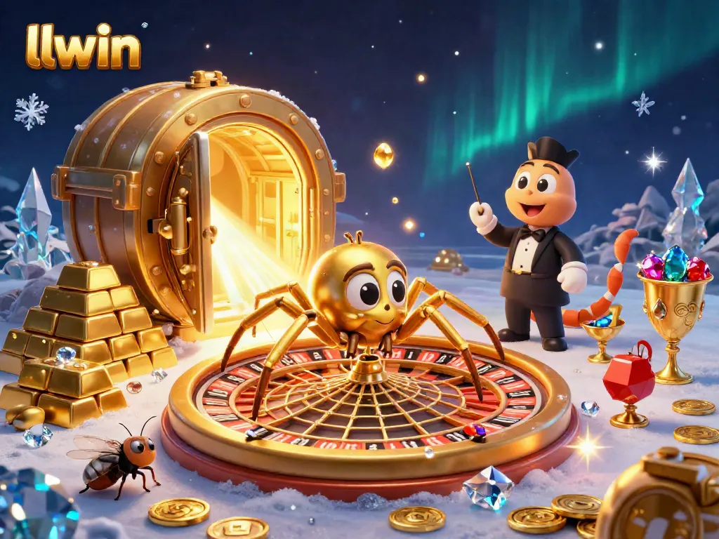 llwin spiders nervously engaging in bets at a vibrant, animated casino scene
