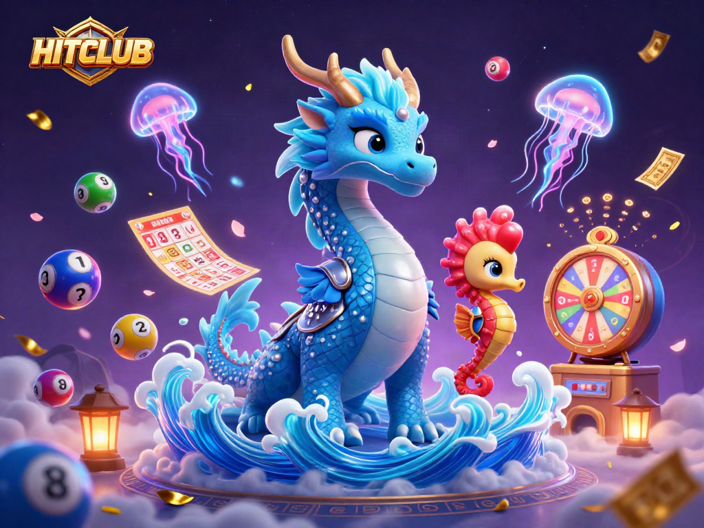 Engage with HITCLUB's vibrant online gaming scene featuring dynamic lottery elements and a magical background.