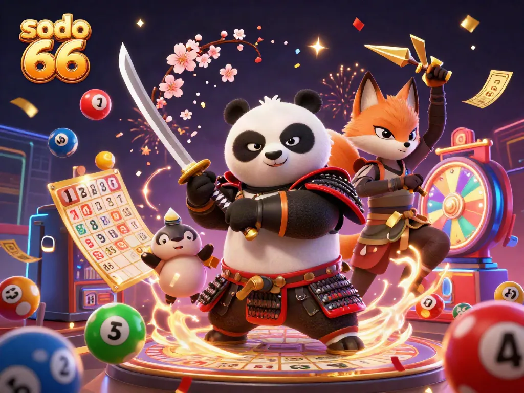 Engaging samurai panda and ninja fox showcase the excitement of sodo 66 casino games.