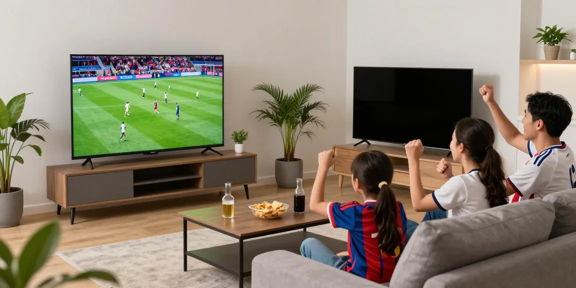 Excited fan enjoying a soccer match on TV, engaging with cakhiatv streaming service.