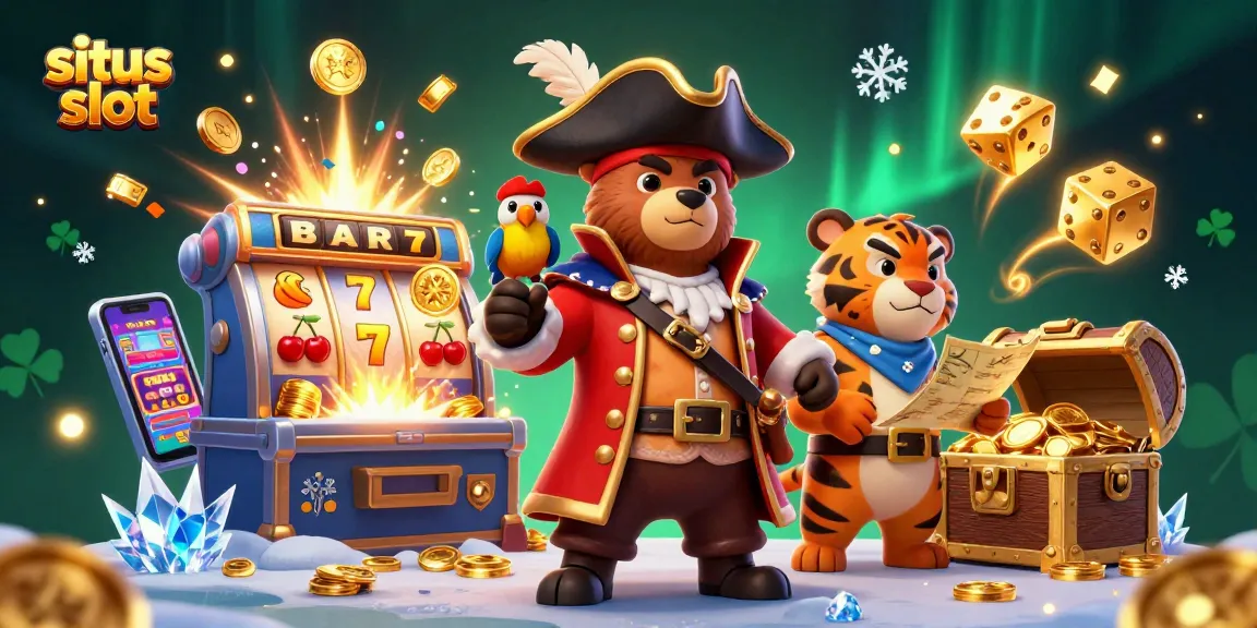 Putaran besar pada situs slot dengan mesin slot 3D penuh koin dan simbol keberuntungan yang melayang.