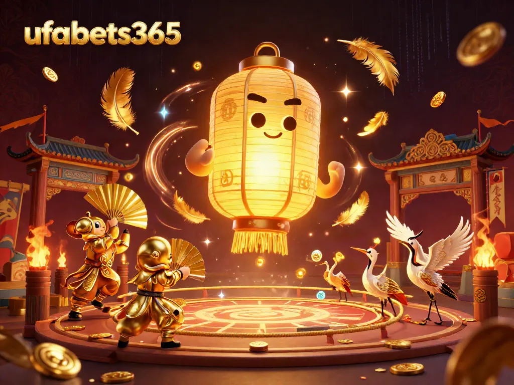 Experience thrilling games at ufabets365 with vibrant lantern spirit and lucky symbols illuminating the casino scene.