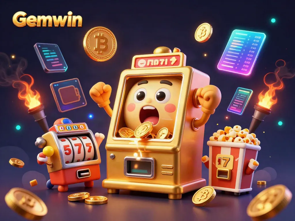 Watch the Gemwin slot machine celebrate a jackpot with cheering baby slots and gold coins!