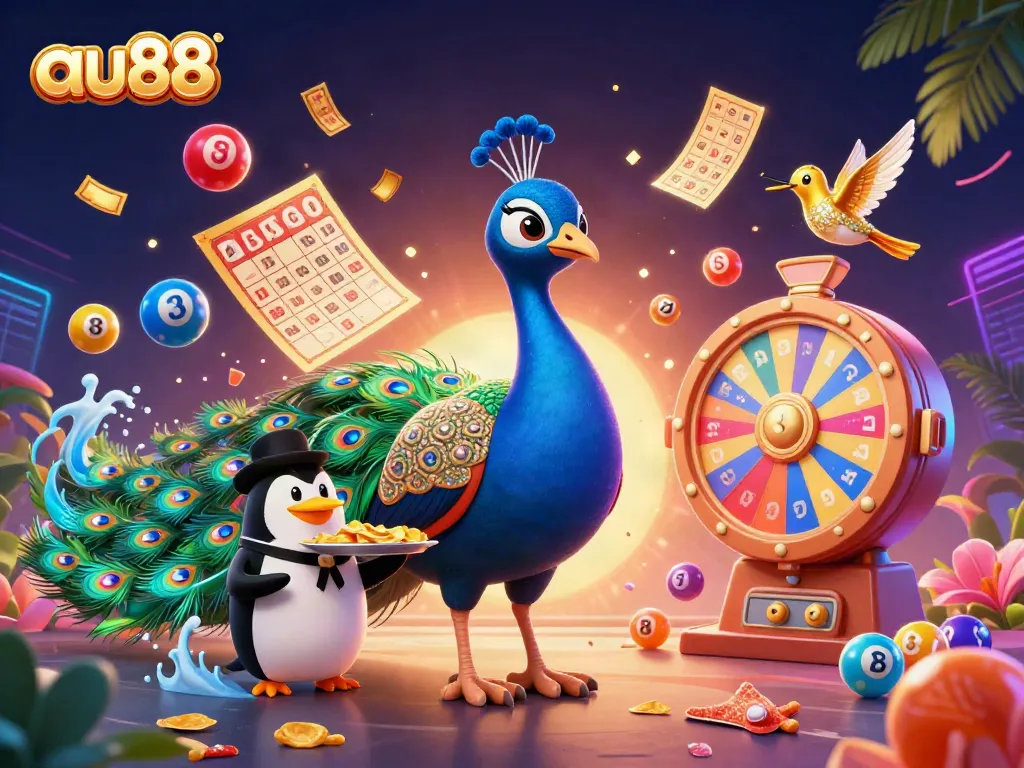 Experience endless excitement with au88 as vibrant lottery balls and whimsical characters come to life.