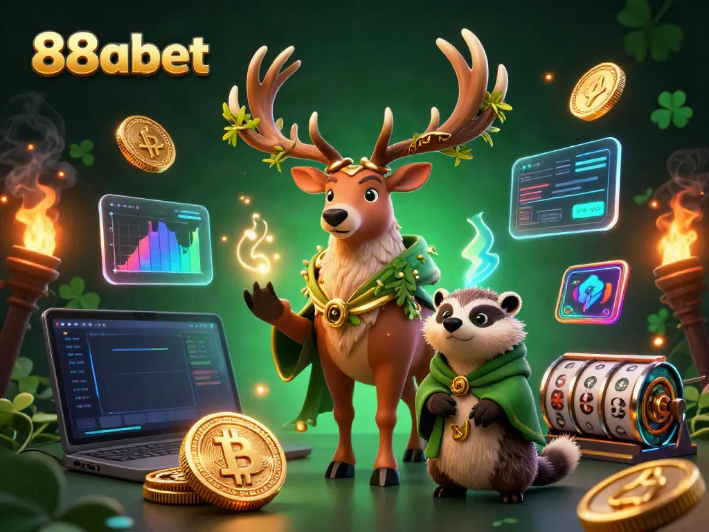 Experience the excitement of 88abet with a vibrant 3D casino illustration showcasing dynamic gaming elements.