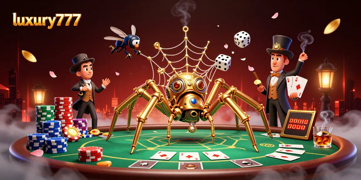 Engage in thrilling gameplay with luxury777's steampunk casino illustration featuring dice and poker chips.
