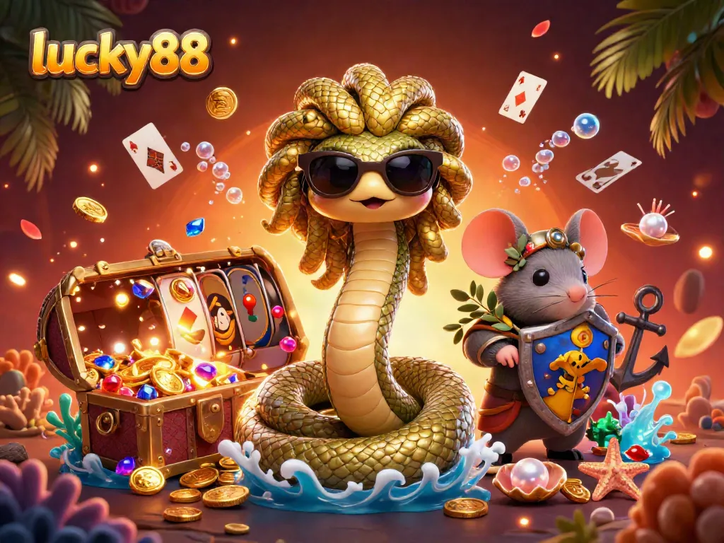 Engage with lucky88's exciting gaming experience featuring vibrant slots and energetic characters.
