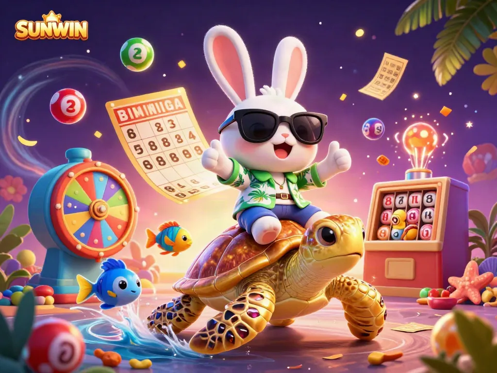 Experience thrilling gaming action at SUNWIN with vibrant characters and dynamic elements surrounding them.