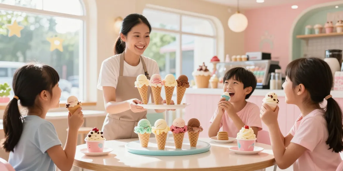 Delicious ice cream selection at ROKOK88 showcasing various flavors with customers enjoying their sweet treats.