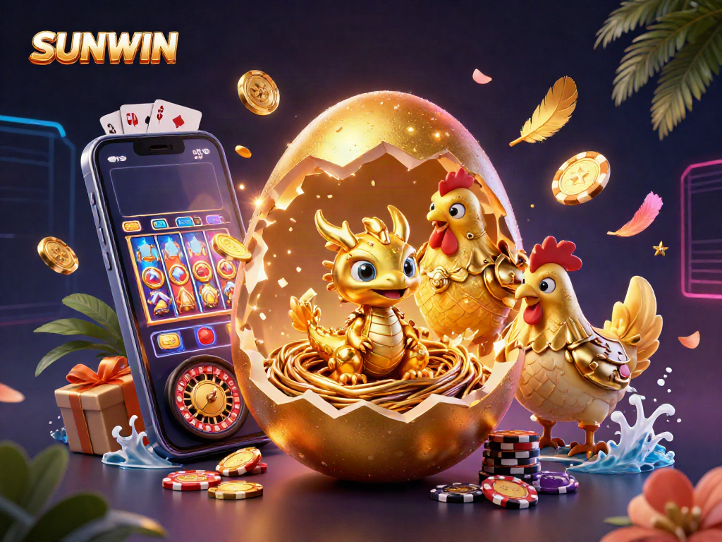 SUNWIN introduces thrilling gameplay with a golden dragon, casino elements, and mobile gaming excitement.