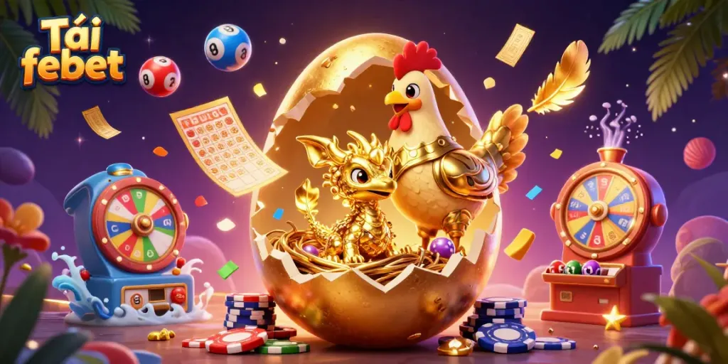 Experience the thrill of gaming with Tải febet, featuring a golden dragon and casino elements in an exciting scene.