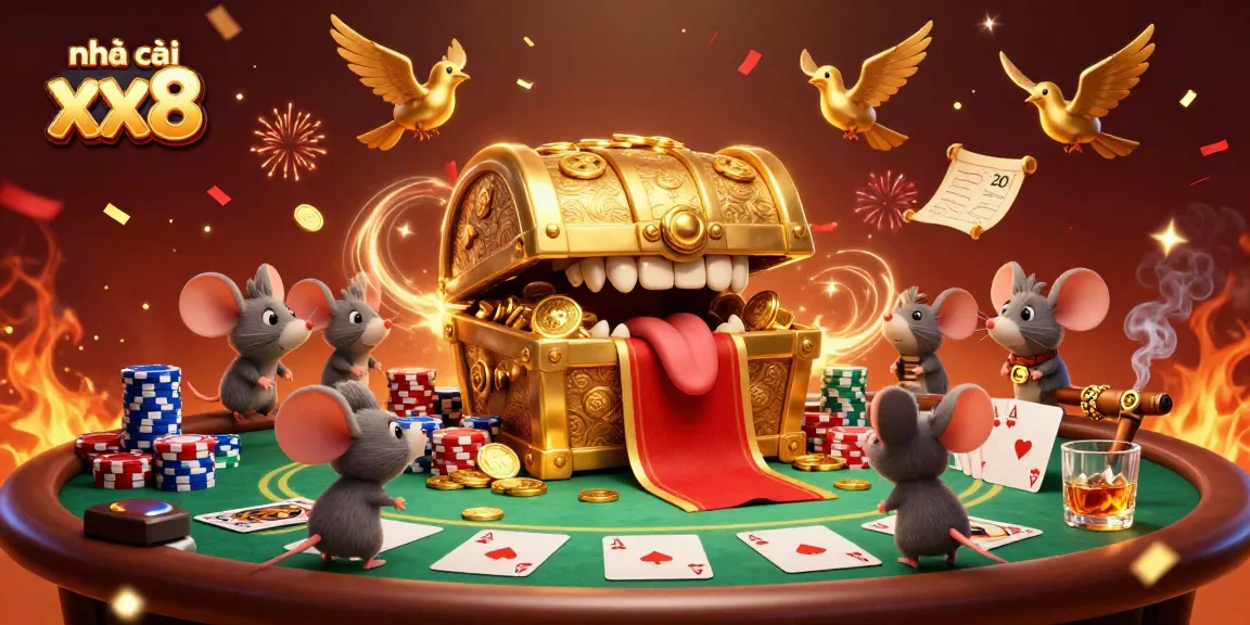 Engage with the nhà cái xx8 thrilling casino adventure in this vibrant 3D illustration.