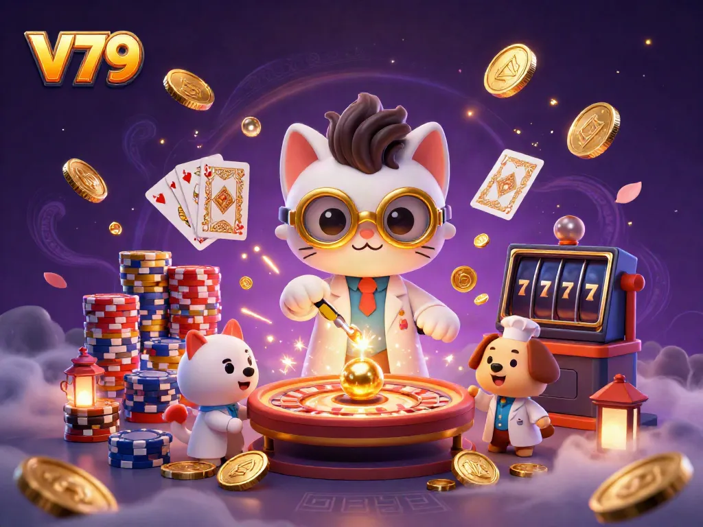 Engage with V79's thrilling casino world, showcasing vibrant characters and dynamic gaming elements.