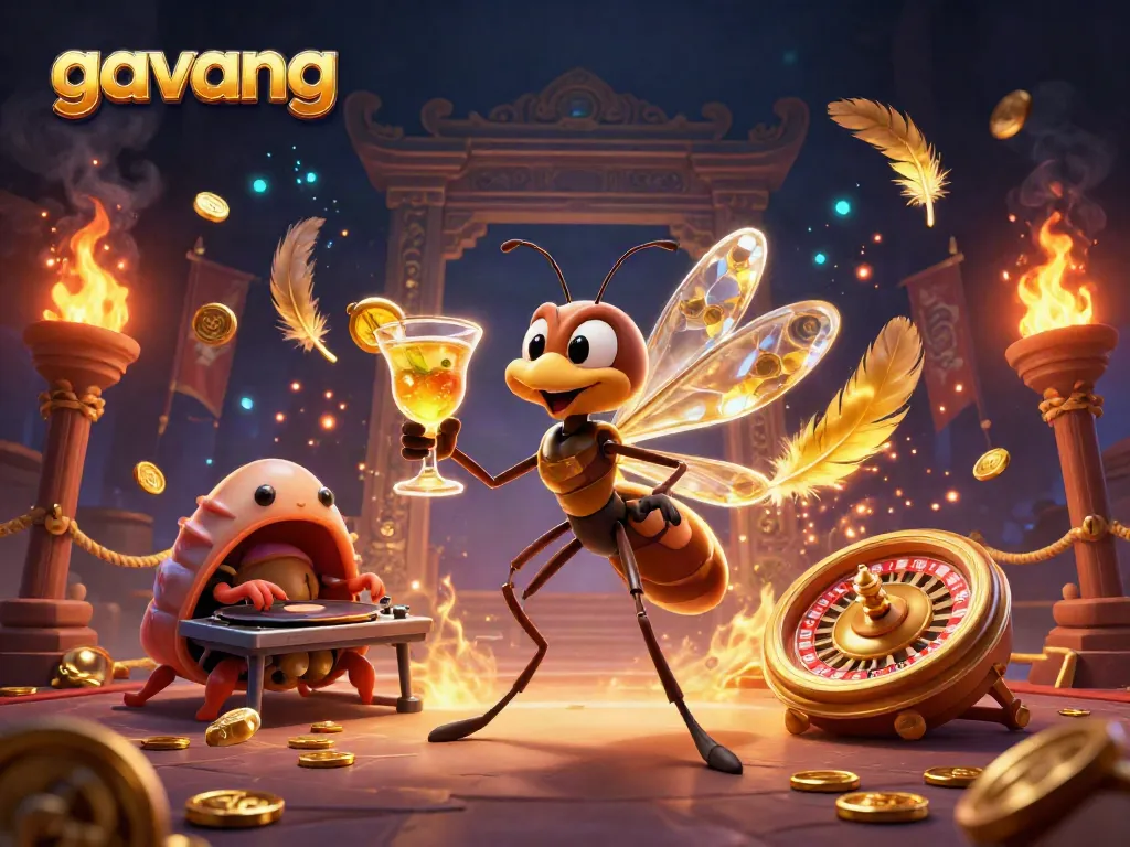 Experience the excitement of Gavang with a dynamic casino scene featuring colorful characters and vibrant gambling elements.