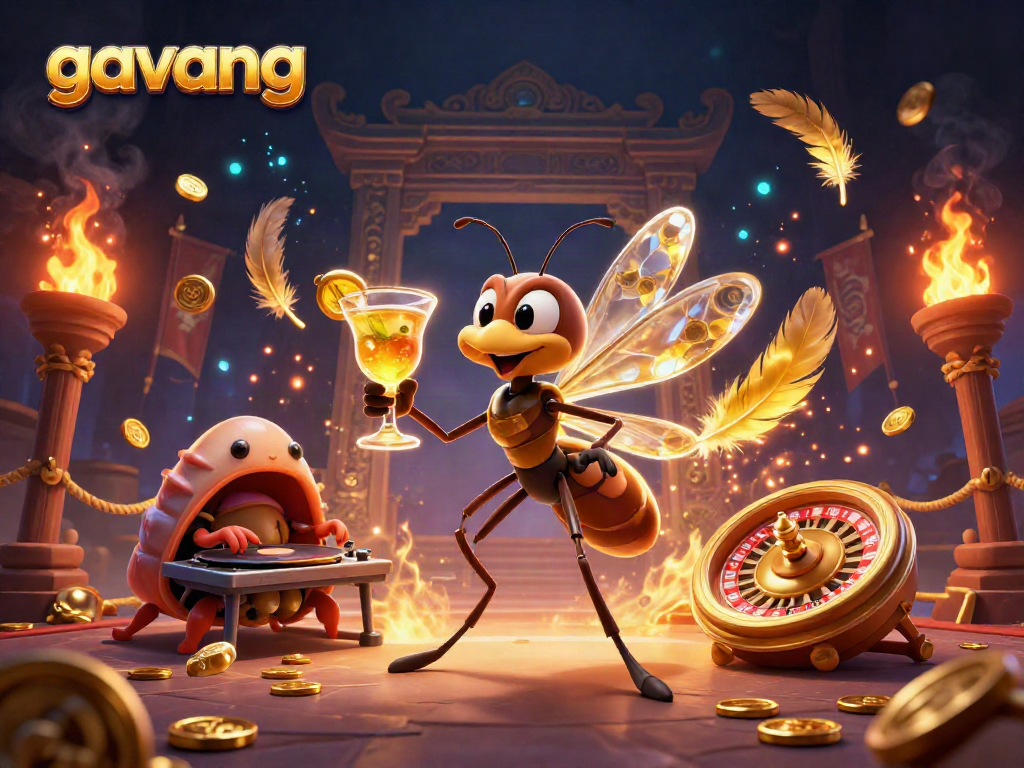 Experience the excitement of Gavang with a dynamic casino scene featuring colorful characters and vibrant gambling elements.