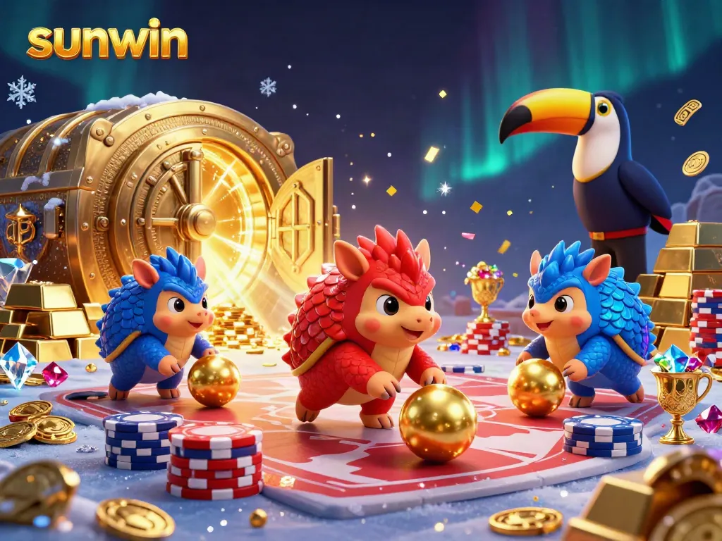 Experience thrilling gameplay at sunwin with rival pangolins competing among poker chips and treasures.