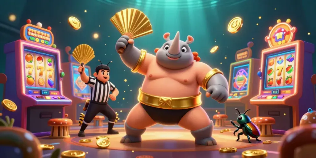 Experience the excitement of online gaming with topnhacaiuytin's vibrant 3D illustration, featuring a sumo beetle champion.