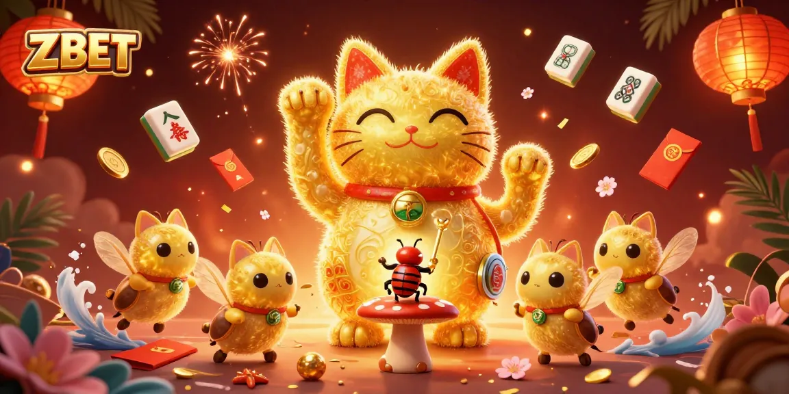 Experience winning chances with Z BET through a vibrant casino illustration featuring a lucky cat.