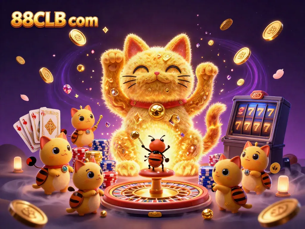 Experience the thrill of gaming with 88CLB com's vibrant lucky cat and dazzling casino elements.